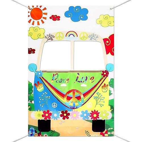 Hippie Bus Deko Groovy Party Dekorationen 150x100cm Großer Hippie Bus Fotowand für 60er & 70er Party Dekorationen Hippie Groovy Hintergrund Geburtstag Party Zubehör von SAVITA