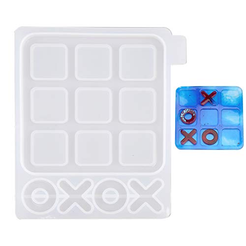 SAVITA 1 Stück 13×12cm Tic Tac Toe Mould XO Brettspiel Silikonharzform Silikon Epoxidharz Gießform für Heimwerker Kinder Tischspiele für Erwachsene Familienbrettspiele von SAVITA