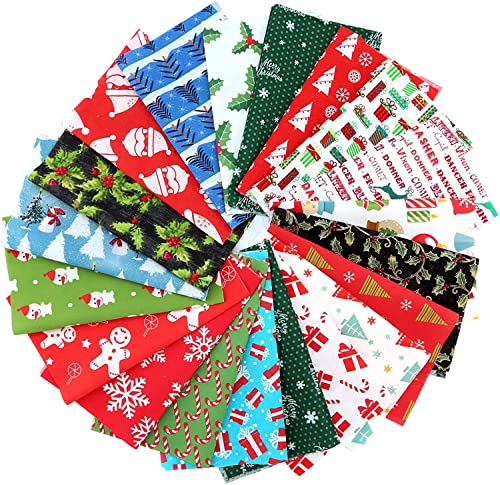 SAVITA 20 Stück 20x25cm Weihnachten Baumwolle Stoff Bündel Patchwork Stoffe Paket Baumwollstoff Weihnachtsmotiv Stoff Patchworkstoffe Weihnachtlich von SAVITA