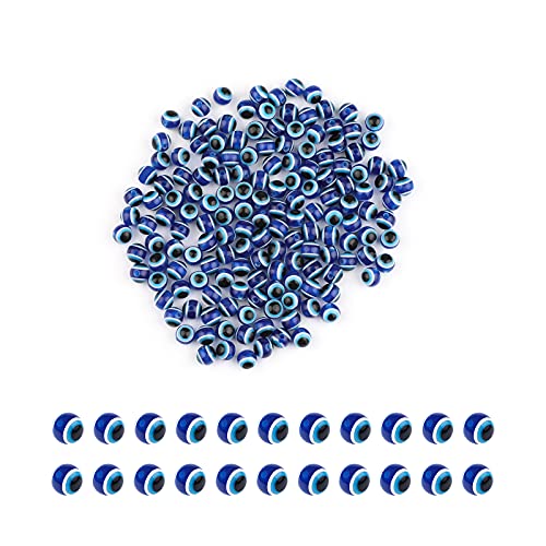 SAVITA 200 Stück Blau Evil Eye Beads Augapfel Spacer Beads Handgemachte Harzperlen Charms für DIY Armbänder Halskette Schmuckherstellung (6mm) von SAVITA