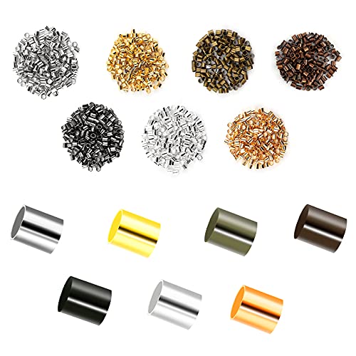 SAVITA 2000 Stück Tube Crimp Spacer Beads Rohr Messing Abstandhalter Perlen 2mm Plattiert für Schmuckherstellung Armbänder Charms DIY 7 Farben Gold Gun Black, Bronze, Rot Kupfer, Silber-weiß Silber KC von SAVITA