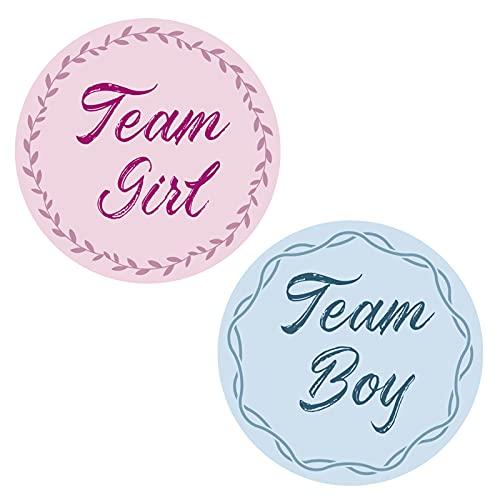 SAVITA 40 Stück Boy or Girl Aufkleber Team Boy Team Girl Aufkleber Gender Reveal Sticker Blaue und Rosa Runde Aufkleber für Teamspiel Babyparty(5cm) von WYZE