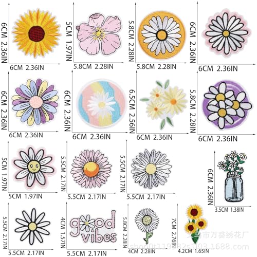 16 Stück Blumen Bestickte Patches, Exquisite Patches zum Aufbügeln, Bestickte DIY Accessories Einfach Anzubringen, Patches zum Aufbügeln Blume für Hut, Jeans, Jacken Rucksäcke, DIY-Zubehör von SAVOSWEET