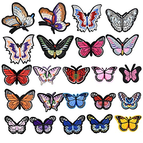 23 Stück Schmetterling Patches Zum aufbügeln, Aufbuegler Bügeleisen-auf oder Nähen-auf Aufnäher Applikation Applique Flicken Patches, Aufnäher Jean-Patche DIY-Zubehör für Kinder Tasche, Mützen von SAVOSWEET