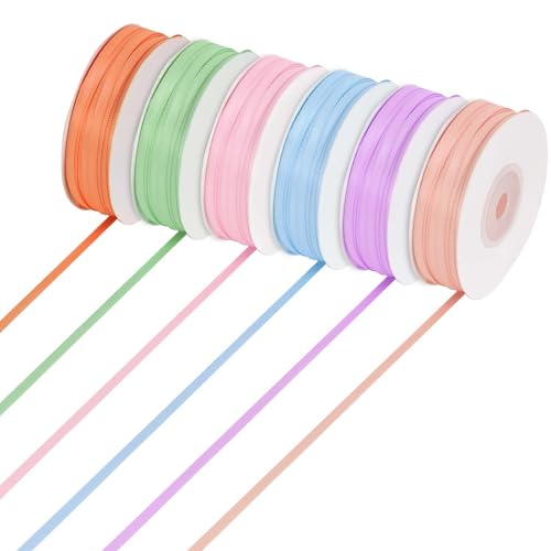 6 Stück Satinband, 3mm x 45m Geschenkband, Bunte Bänder, Geschenkbänder, Satinbänder Satin Band, Bänder Schleifenband Stoffband für Heimwerkerkunst Handwerk, Geschenk Verpackung, Schleifen von SAVOSWEET