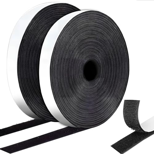 Klettband Selbstklebend 25 Meter Extra Stark,Doppelseitig Klebende mit Klettverschluss 16mm Breit Selbstklebendes Klebepad Flauschband und Hakenband,Klettverschluss selbstklebend von SAVOSWEET