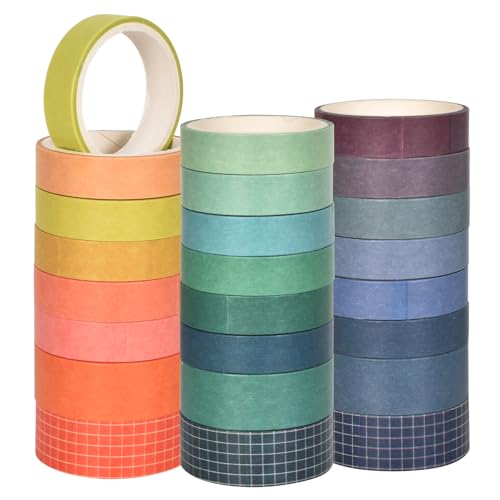 SAVOSWEET Washi Tape Set, 24 Rollen Washi Tape Scrapbooking, Masking Tape Bunt, 3 Meter Lange pro Rolle, 15mm, 10mm Breit, Dekoratives Washi Klebeband für DIY, Bullet Journals, Fotoalbum, Handwerk von SAVOSWEET