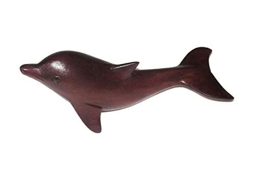 SAWA-ART Delfin Holzfigur Holzdelfin Holzskulptur Kunsthandwerk handgeschnitzt Dekoration Feng Shui von SAWA-ART