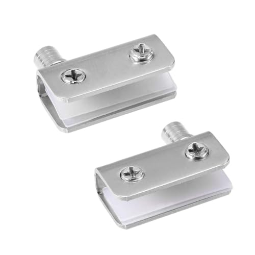 SAYTAK Scharniere,Edelstahl Scharniere 2Pcs Glas Pivot Scharnier Drehachse Edelstahl Wein Schrank Tür Rotierenden Scharniere Clamp Clip Welle Versteckte Scharnier von SAYTAK