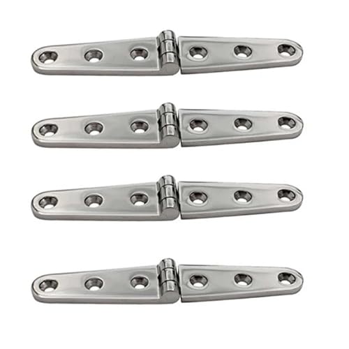 Scharniere,Edelstahl Scharniere 316 Edelstahl-Bootsdeck-Guss-Scharnier mit langem Riemen, 2 Stück/4 Stück, 28 x 152 mm, mit 6 Löchern, spiegelpolierte Hardware, gegossene Tür(4PCS) von SAYTAK