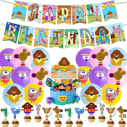 30 Stück Duggee Geburtstag Deko,Duggee Party Dekorationsset Geburtstagsparty Mit Banner Luftballons Cake Topper Kuchen-Topper Für Jungen Duggee Fans Geburtstag Partyzubehör von SBJJGQIS