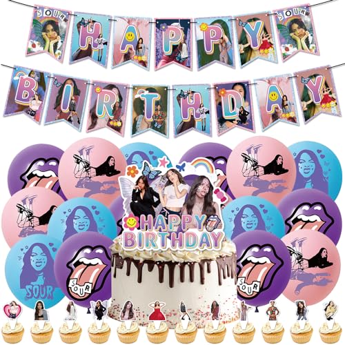 32PCS Olivia Singer Party Dekorationsset Geburtstagsparty,Olivia Singer Geburtstag Deko Mit Banner Luftballons Cake Topper Kuchen-Topper Für Jungen Olivia Singer Fans Geburtstag Partyzubehör von SBJJGQIS