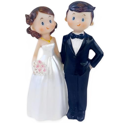 SBJJGQIS 1Paires Hochzeitspaar Cake Topper,Braut Bräutigam Figuren Kuchen Dekorationen,Romantisch Liebeskuchen Mit Brautstrauß Für Geburtstag Hochzeit Valentinstag Autodekoration von SBJJGQIS