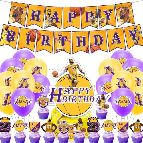 SBJJGQIS 30PCS Basketball Geburtstag Deko,Basketball Star Party Mit Banner Luftballons Cake Topper Kuchen-Topper Für Jungen Teenager Basketballfans Geburtstag Partyzubehör von SBJJGQIS