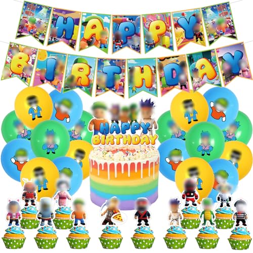 SBJJGQIS 32PCS Guys Geburtstag Deko, Guys Party Dekorationsset Geburtstagsparty Mit Banner Luftballons Cake Topper Kuchen-Topper Für Jungen Guys Fans Geburtstag Partyzubehör von SBJJGQIS