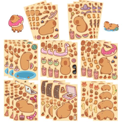 Wasserdelfine Aufkleber Capybara Sticker Set,Capybara Diy Sticker,18 Stück Cute Animal Stickers,Tier Aufkleber,Kinder Sticker Set,Diy Sticker Kinder,Diy Gesichtsaufkleber,Erwachsene Kinder von SBJJGQIS