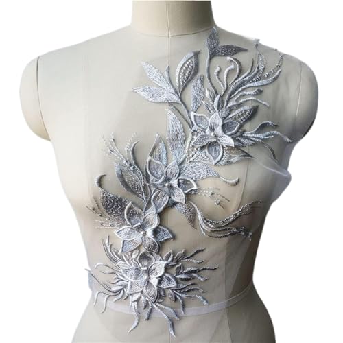 Nähen von Aufnähern, 3D-Blumen-Quasten-Spitze-Stoff-Kleid-Applikationen, Borten, bestickter Kragen, Netz-Nähflicken for Hochzeitsdekoration, Kleid, DIY von SBJKLYRN