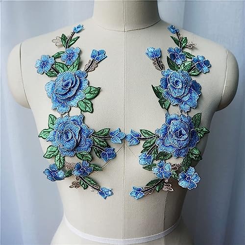 Nähen von Aufnähern, 3D Blumen bestickt Kleid Applikationen Spitze Stoff Borte Kragen Nähen Patches for Hochzeit Dekoration Kleid DIY(Purple) von SBJKLYRN