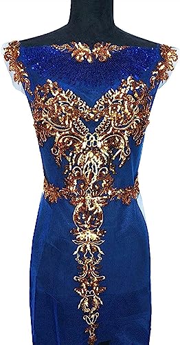 Nähen von Aufnähern, Pailletten-Spitzenstoff, Quaste, Netzstoff, edle bestickte Hochzeitskleid-Applikation for Kleid, Dekoration, DIY(Blu) von SBJKLYRN