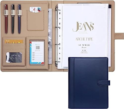 Notizblock-Ordner, Executive File Legal Document Organizer mit Taschen for Männer und Frauen(Blue) von SBJKLYRN