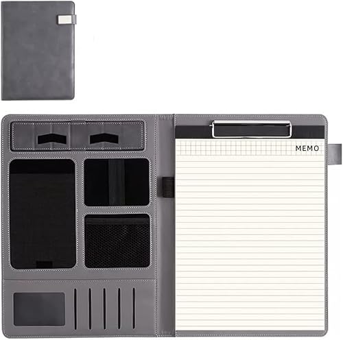 Notizblock-Ordner, Ordner Business Konferenz Organizer Notebook Ordner Tablet Hülle Präsentationsschlitz Kartenaufbewahrung(Light Gray) von SBJKLYRN