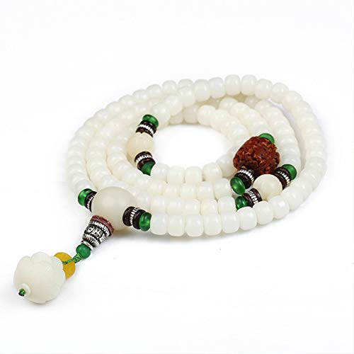 Perlenarmband aus Holz, Mala-Armband, 108 Armband Holzperlen 6/7/8 mm Original mit Lotusanhänger tibetisch-buddhistisches Gebet Mala Elastische Halskette handgefertigt Makramee Nationalstil Schmuck von SBJKLYRN