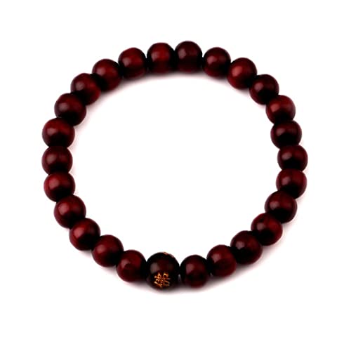 SBJKLYRN Perlenarmband aus Holz, 1 Stück Holzperlen Rosenkranz Armbänder Schmuck Geschenke Sandelholz Chinesischer buddhistischer Buddha Meditation Gebetsperlen Armband-rot(Red) von SBJKLYRN