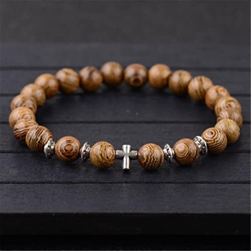 SBJKLYRN Perlenarmband aus Holz, 1 Stück Sandelholz Rosenkranz Leopardenkopf Armband Tibet Buddhismus Buddha Holzperlen Chakra Yoga Armband for Schmuck-OM von SBJKLYRN