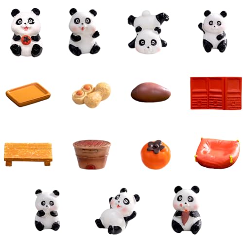 15 Stück Panda Figuren, Panda Mini Figuren Set, Panda Cake Topper, Panda Action Figuren, Panda PVC Kunststoff, Panda Dolls Toys für Kinder Fans Adults von SBOACXC