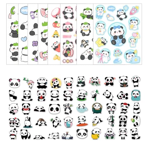 58 Stück Panda Wasserfeste Aufkleber Sticker Set für Kinder Jugendliche Gemischtes Panda Vinyl Aufkleber für Kid DIY Art Crafts, Laptop, Skateboard, Fahrrad, Telefon, Album von SBOACXC