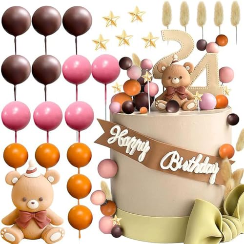 SBOACXC 26 Stück Mehrfarbige Teddybär Kuchen Topper Dekoration für Baby Dusche, Hochzeit, Geburtstag, Party & mehr von SBOACXC