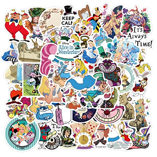 50 Cartoon Alice im Wunderland Aufkleber Wasserdichte Aufkleber Vinyl Aufkleber Haftet Wasserflaschen Laptop Scrapbooking Computer Handyhülle für Erwachsene Mädchen Kleinkind Kinder (Alice im von SBOBUY