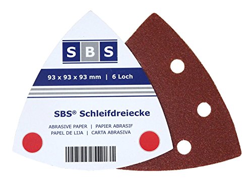 100 Stück SBS Klett-Schleifdreiecke 93x93x93 mm Korn 60 für Delta-Schleifer 6 Loch von SBS