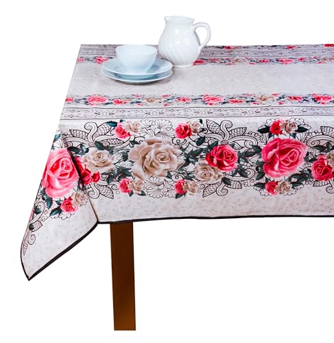 Wachstuch Tischdecke mit Kantenverstärkung - Wasserabweisend, Leicht zu Reinigen und Wetterfest - Oeko-TEX Zertifiziert - 140 x 220 cm - Arabesque Flower von SCA-Europe