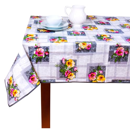 Wachstuch Tischdecke mit Kantenverstärkung - Wasserabweisend, Leicht zu Reinigen und Wetterfest - Oeko-TEX Zertifiziert - 140 x 220 cm - Frühlingblumen von SCA-Europe