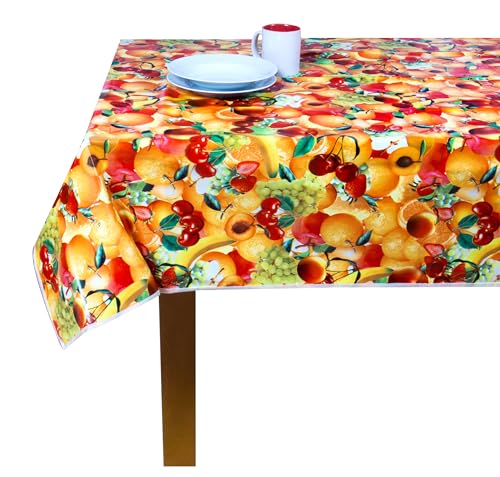 Wachstuch Tischdecke mit Kantenverstärkung - Abwischbar, Wasserabweisend, Fleckgeschützt und Pflegeleicht - Wetterfest - Oeko-TEX Zertifiziert - 140 x 220 cm - Fruity von SCA-Europe