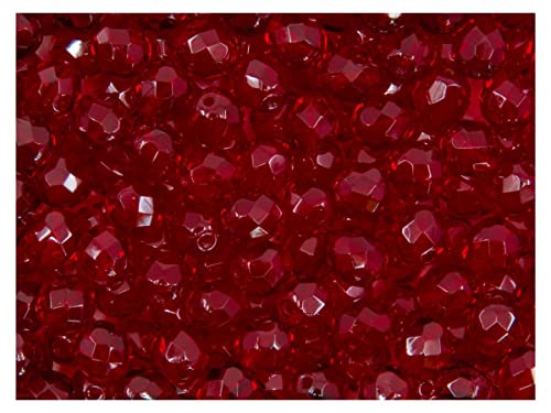 100 Stück Tschechische Facettierten Glasperlen Fire-Polished Rund 8 mm, Dunkles Rubin von SCARA BEADS GET INSPIRED