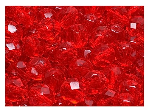 100 pcs Fire Polished facettierte Glasperlen rund 8 mm, Rubin, Tschechisches Glas (Fire Polished Beads) von SCARA BEADS GET INSPIRED