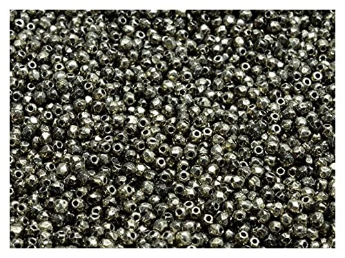 150 pcs Fire Polished facettierte Glasperlen rund 2 mm, Altchrom, Tschechisches Glas von SCARA BEADS GET INSPIRED