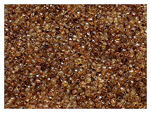 150 pcs Fire Polished facettierte Glasperlen rund 2 mm, Kristall Travertin, Tschechisches Glas von SCARA BEADS GET INSPIRED