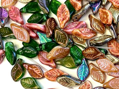 30 pcs Lorbeerblattperlen 6x12 mm, Mix, Tschechisches Glas (Bay Leaf Beads) von SCARA BEADS GET INSPIRED