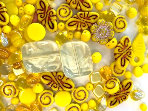 35 g Glasperlen-Mix, Jonquil Gelb Goldrute, Tschechisches Glas von SCARA BEADS GET INSPIRED