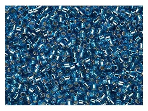50 g Delica Glasperlen 11/0, Aquamarin versilbertes Loch, Japanische Glasperlen Miyuki (Delica Seed Beads) von SCARA BEADS GET INSPIRED