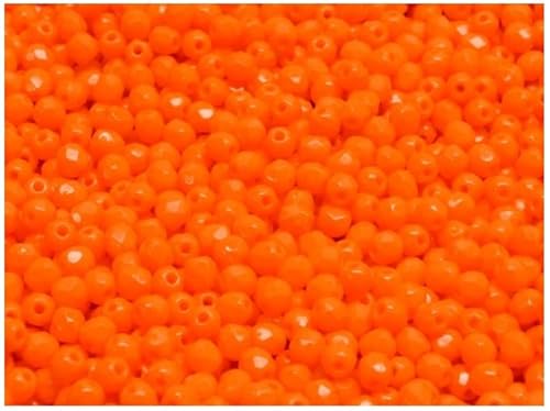 600 Stück Tschechische Facettierten Glasperlen Fire-Polished Rund 3 mm, Orange Undurchsichtig von SCARA BEADS GET INSPIRED