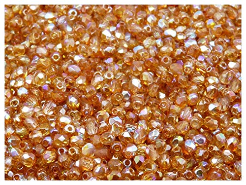 600pcs Tschechische Facettierten Glasperlen Fire-Polished Rund 3 mm Crystal Orange Rainbow von SCARA BEADS GET INSPIRED