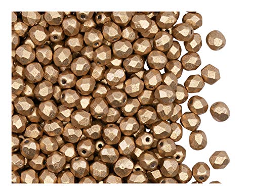 Glasperlen, facettiert, rund, feuerpoliert, 4 mm, Azteken-Gold, 600 Stück von Fire-polished Beads