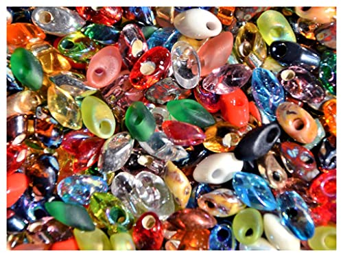 Miyuki Long Magatama Beads, 20g, 7x4mm, Japanische Glasperlen in Form eines Abgeschrägten Blütenblatts mit Großem Loch, Mix (Multicolored) von SCARA BEADS GET INSPIRED