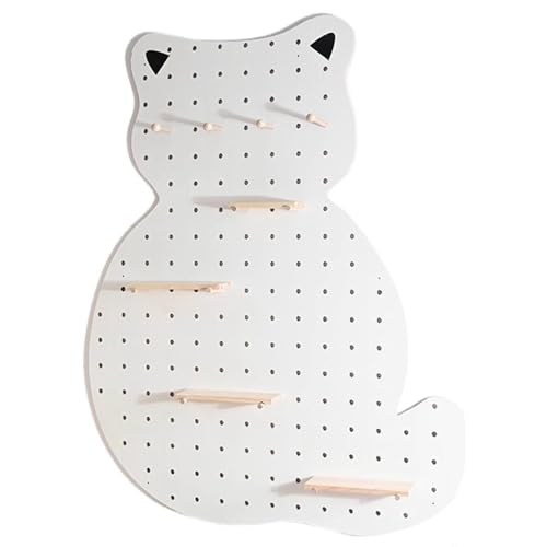 Lochwand, Pegboard, Lochplatte, Peg Board, Lochplatte Holz, Katzenförmiger Holz-Stecktafel, Stecktafel-Panel-Sets, for Zuhause, Zoohandlung(White) von SCBTGKLN