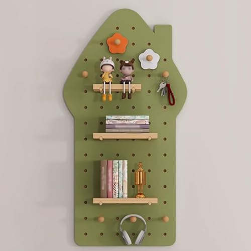 Pegboard, Stecktafel, Peg Board, Lochplatte Holz, Wandregal-Stecktafel-Organizer-Set, Wandregal-Schlüsselhalter, for das Heimbüro(Green) von SCBTGKLN