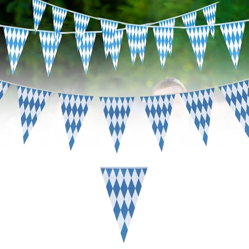 Blau-weiß karierte String-Flagge, Oktoberfest-Dekoration for draußen, Oktoberfest-Party blau-weiß kariert, Oktoberfest-Flaggen Mini von SCDOA